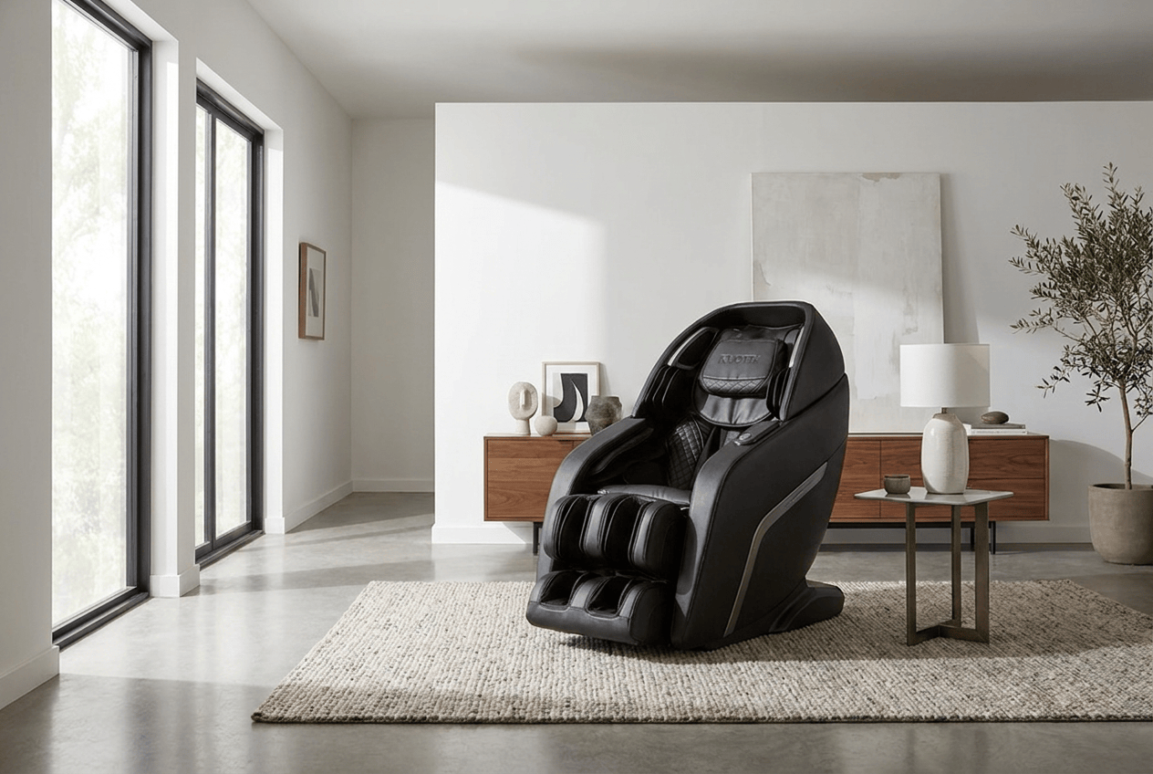A massage chair in a bright, considered living space