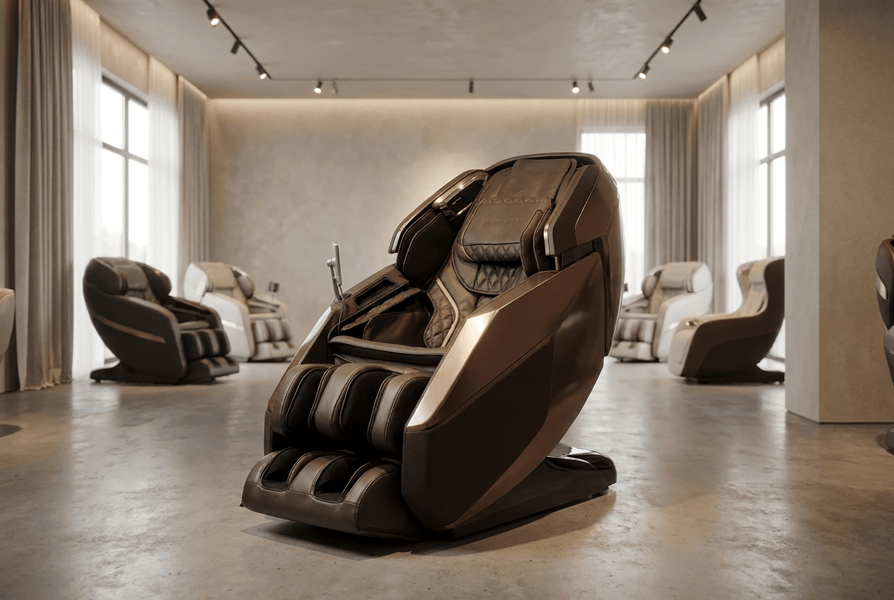 Inside the Luxury Massage Chairs showroom in San Jose